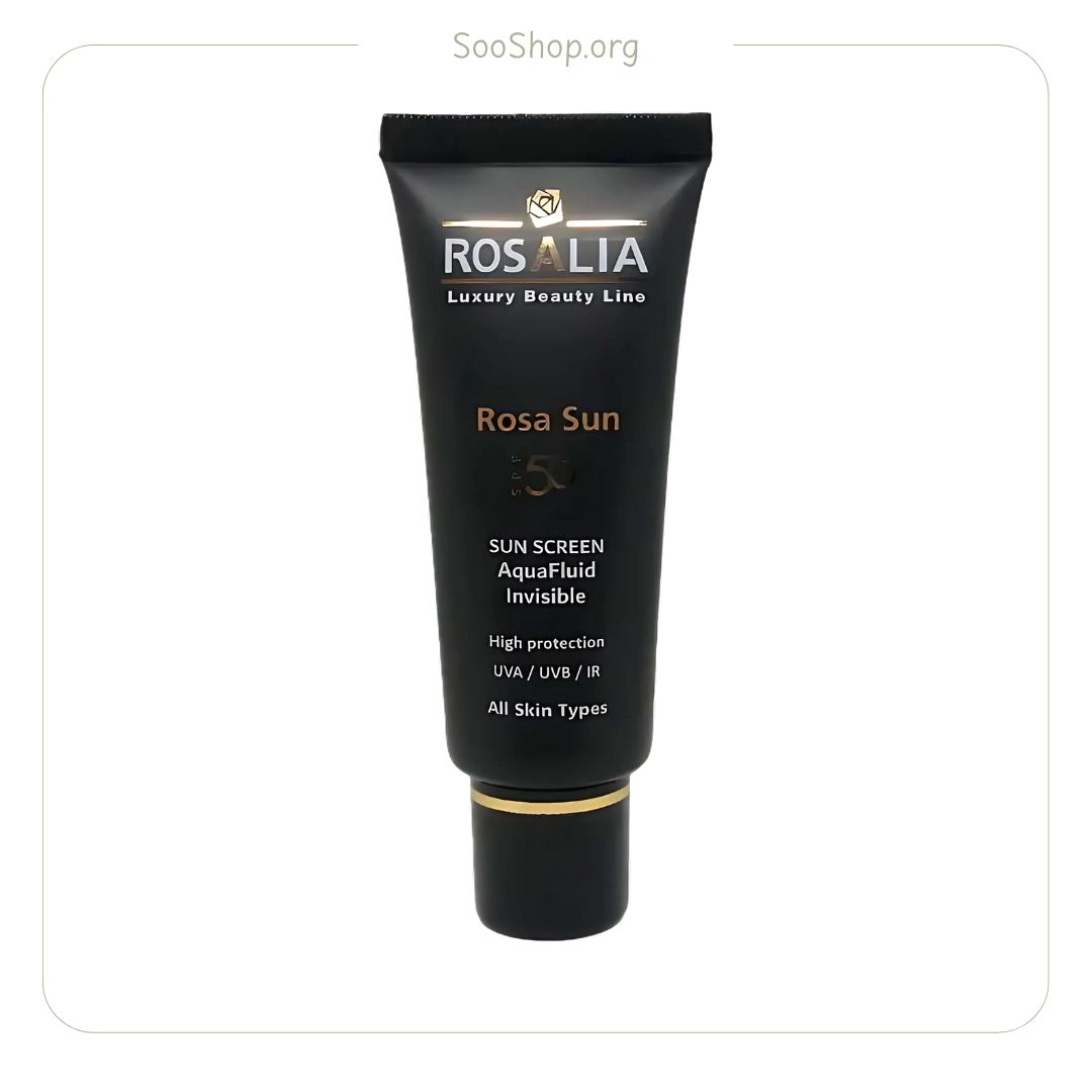 ضد آفتاب بی رنگ رزالیا مدل آکوا فلوئید مناسب پوست خشک و حساس SPF 50+ (اصل) | Rosalia Rosa Sun Aqua Fluid Sunscreen SPF50+ Dry & Sensitive Skin