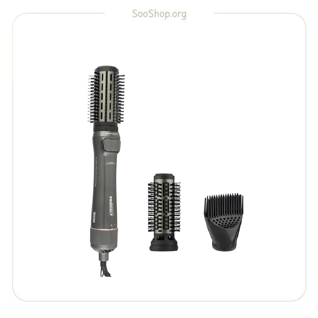 سشوار چرخشی ۳ کاره ۱۰۰۰ وات پرینسلی با کیف PR312 AT (اصل) | Princely 3 in 1 Rotating Hot Air Brush 1000W with Bag PR312 AT