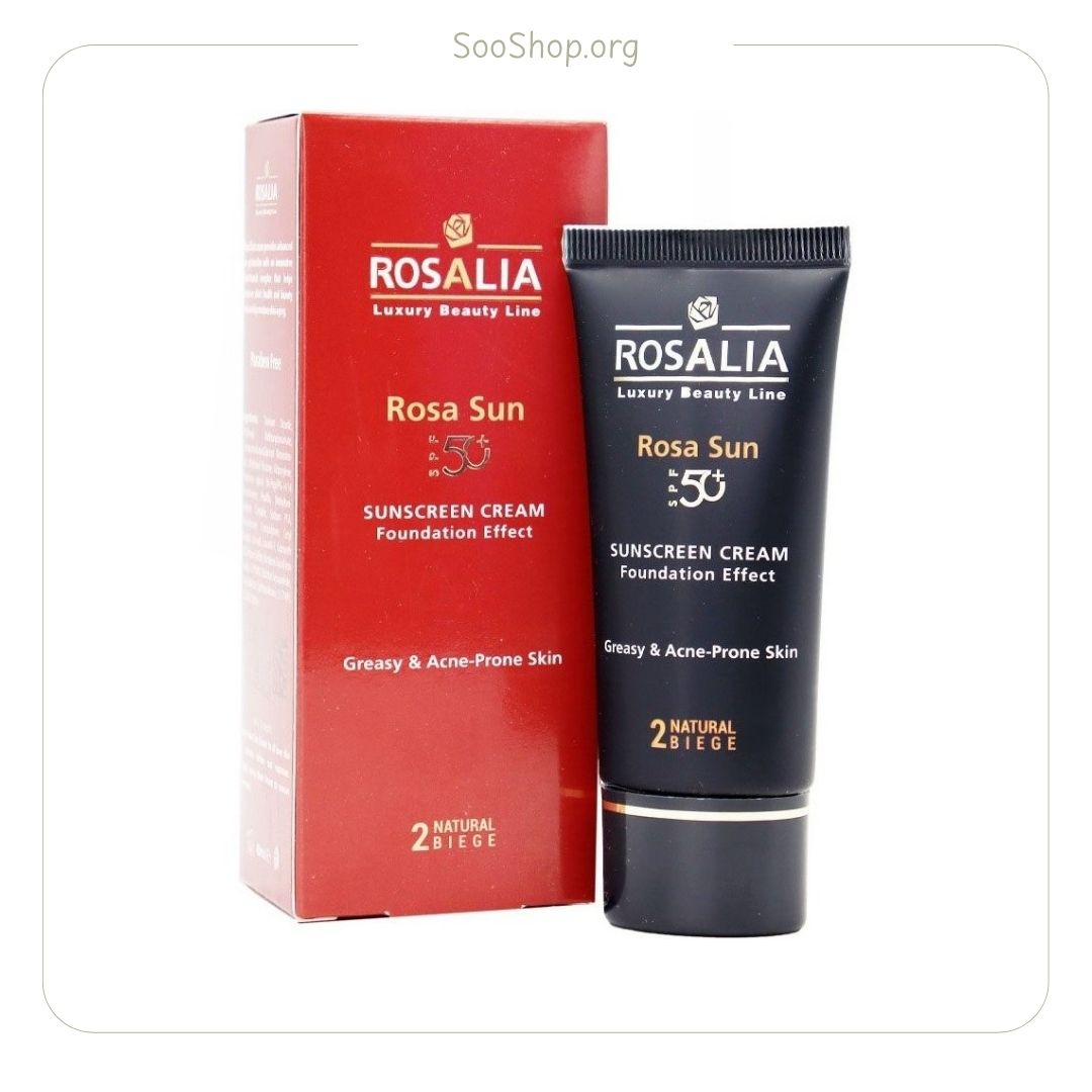 ضد آفتاب رنگی رزالیا مناسب پوست چرب SPF 50+ رنگ نچرال بژ (اصل) | Rosalia Rosa Sun Tinted Sunscreen SPF50+ Oily Skin Natural Beige