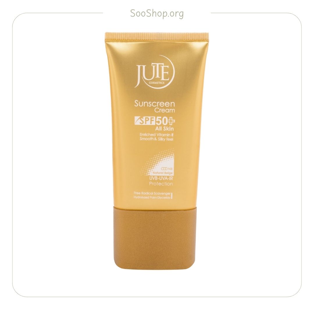 ژوت – کرم ضد آفتاب رنگی انواع پوست SPF50 (بژ طبیعی) | Jute Tinted Sunscreen for All Skin Types SPF50 (Natural Beige)