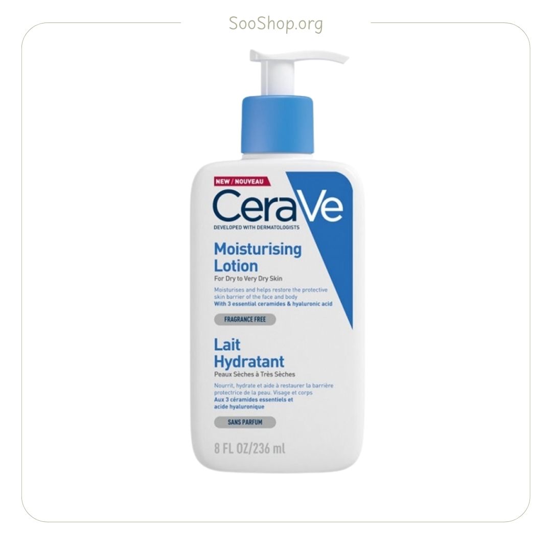 لوسیون کرم مرطوب کننده صورت و بدن سراوی Cerave حجم 236 میل | آبرسان قوی پوست خشک و بسیار خشک بدون عطر Cerave Moisturizing Lotion For Dry To Very Dry Skin 236ml