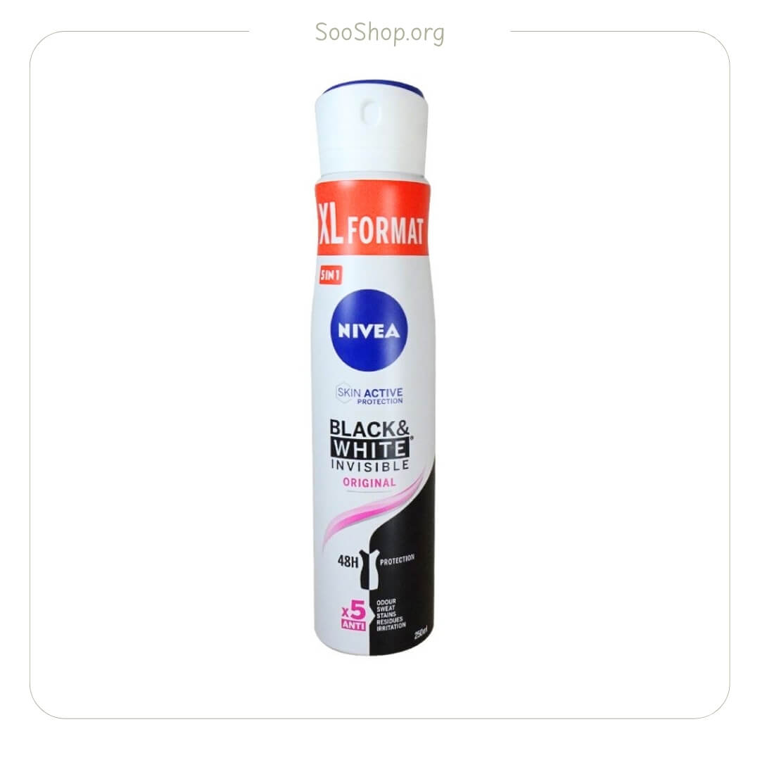اسپری بدن زنانه نیوآ مدل بلک اند وایت اینویزیبل اورجینال (اصل) | Nivea Black & White Invisible Original Body Spray