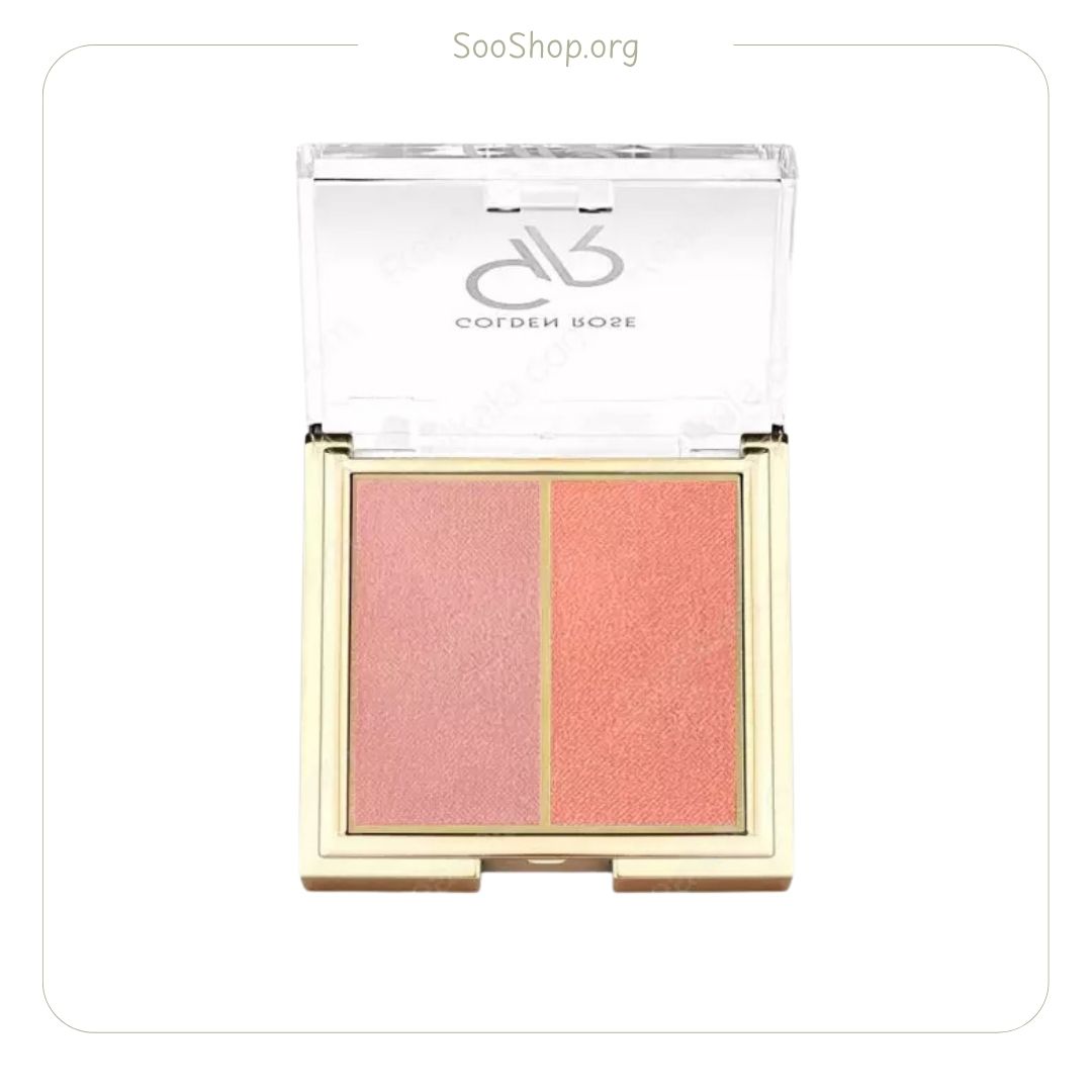 رژگونه دوتایی گلدن رز مدل Peachy Coral شماره ۰۲ (اصل) | Golden Rose Peachy Coral Dual Blush No. 02