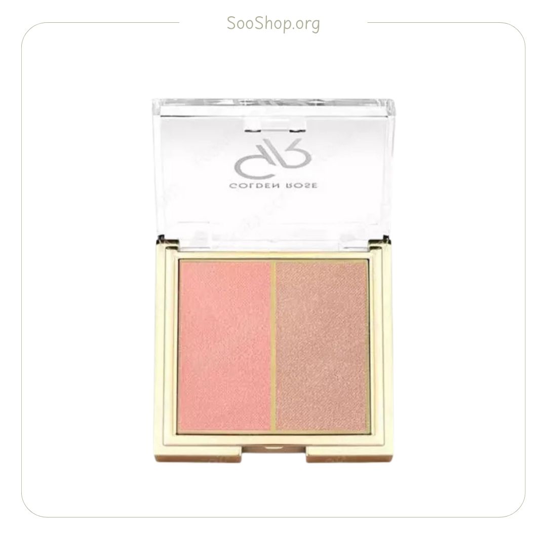 رژگونه دوتایی گلدن رز مدل Peachy Coral شماره ۰۱ (اصل) | Golden Rose Peachy Coral Dual Blush No. 01