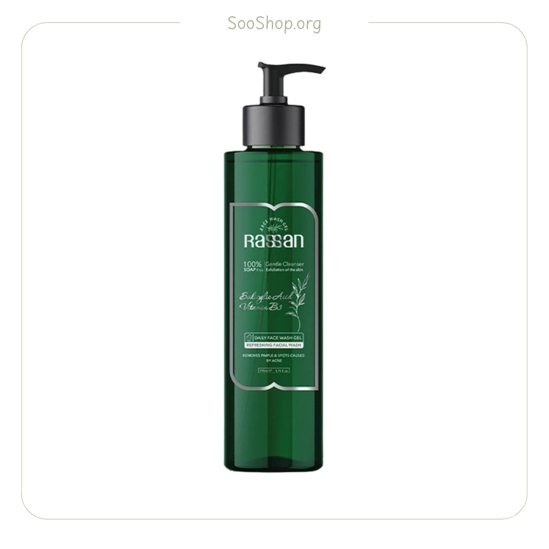 ژل شستشو صورت پوست چرب و ضد آکنه راسن (اصل) | Rassan Oily & Anti-Acne Face Wash Gel