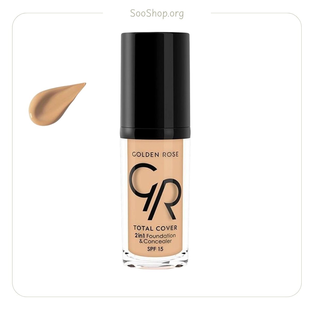 کرم پودر قطره چکانی گلدن رز مدل Total Cover شماره ۰۴ (اصل) | Golden Rose Total Cover 2in1 Foundation No. 04