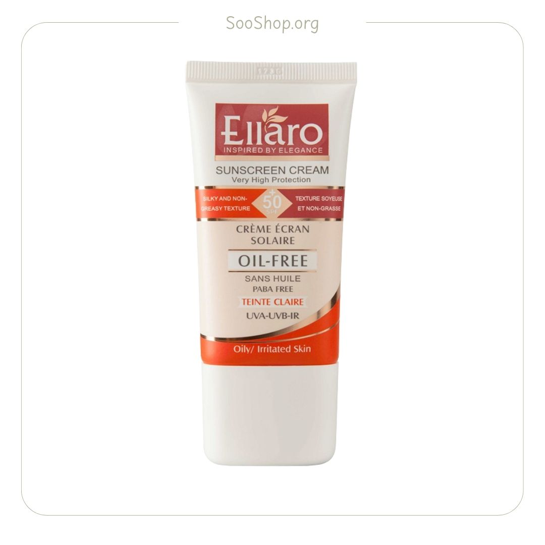 کرم ضد آفتاب الارو SPF50 بژ روشن مناسب انواع پوست (اصل) | Ellaro Tinted Sunscreen SPF50 - Light Beige