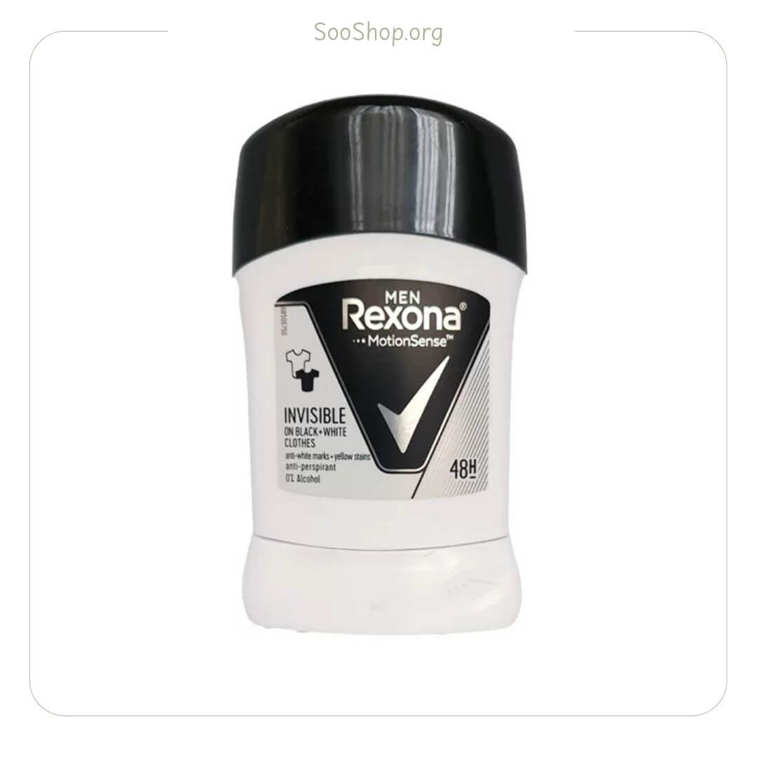 استیک ضد تعریق مردانه رکسونا مدل Invisible Black + White (اصل) | Rexona Invisible Black & White Antiperspirant Stick for Men