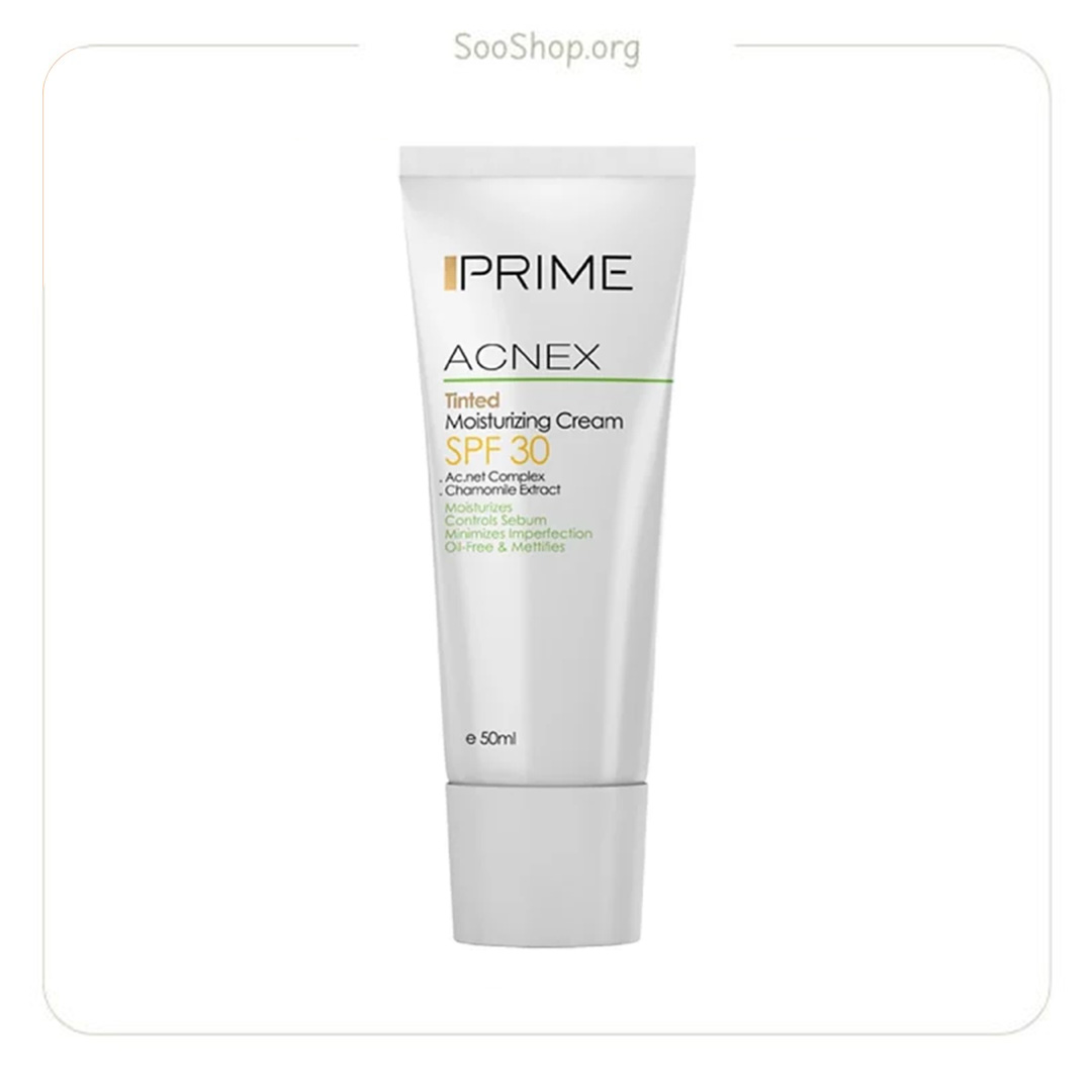 کرم مرطوب کننده رنگی پرایم مدل Acnex SPF 30 حجم 50 میلی لیتر(اصل)