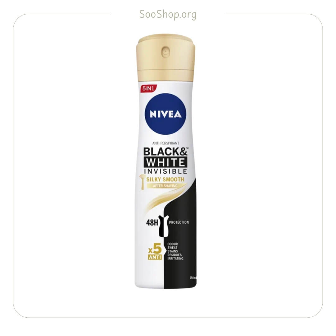 اسپری بدن زنانه نیوآ مدل بلک اند وایت اینویزیبل سیلکی اسموت (اصل) | Nivea Black & White Invisible Silky Smooth Body Spray