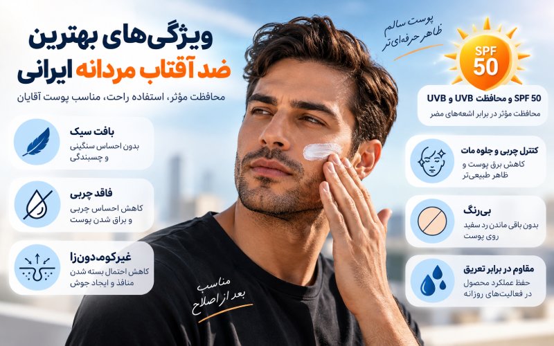 ویژگی ضد آفتاب مردانه ایرانی