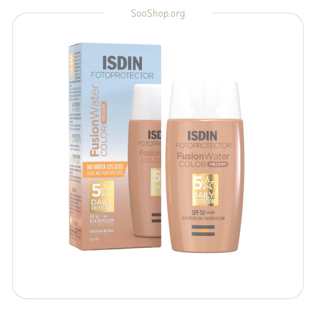 ضد آفتاب فیوژن واتر ایزدین SPF 50 رنگی مدیوم (اصل) | Isdin Fusion Water Color Medium SPF50