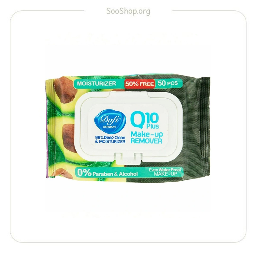 دستمال مرطوب پاک کننده آرایش Q10 میوه‌ای درب‌دار دافی (اصل) | Dafi Q10 Fruity Makeup Remover Wet Wipes with Lid