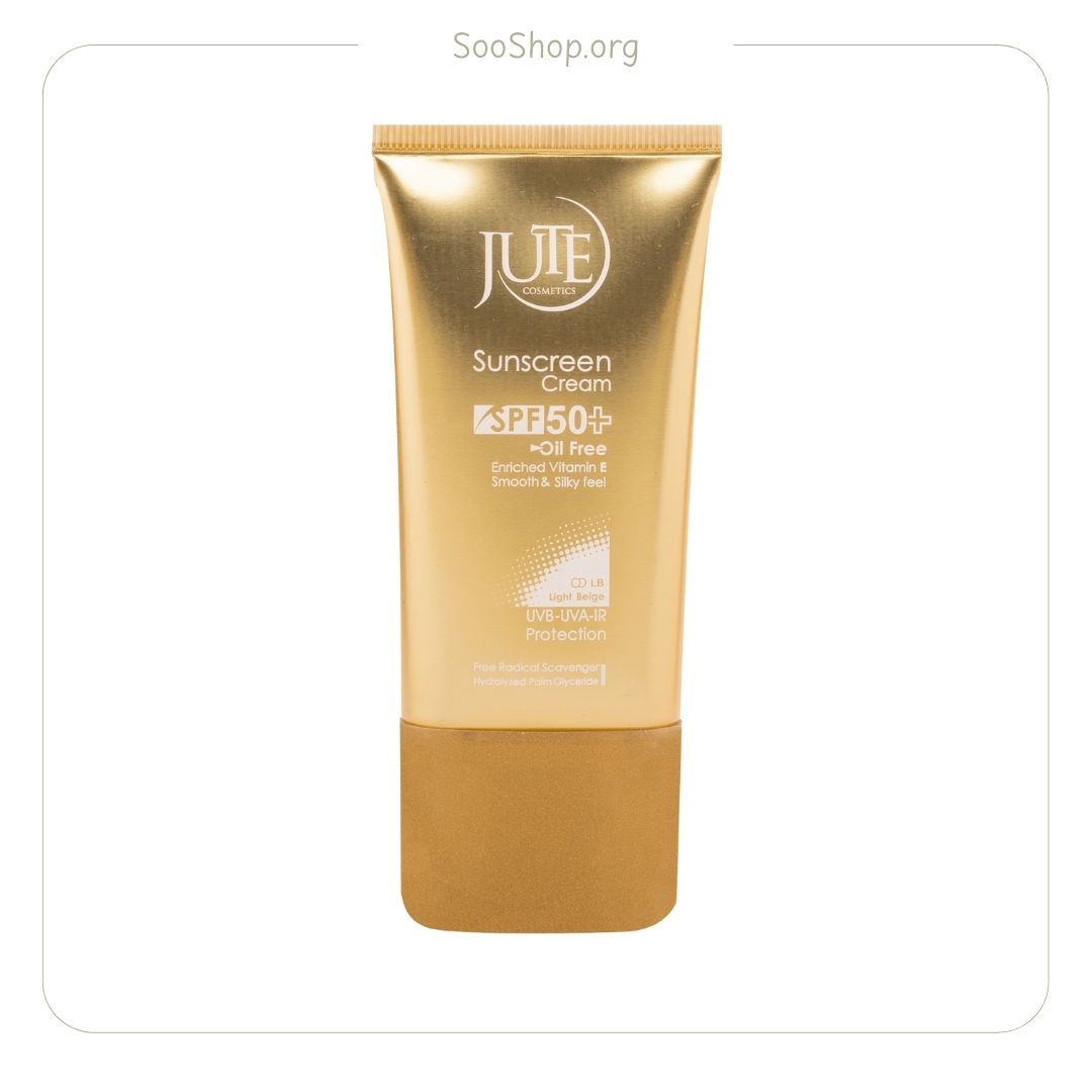 ژوت – کرم ضد آفتاب رنگی پوست چرب SPF50 (بژ روشن) | Jute Tinted Sunscreen for Oily Skin SPF50 (Light Beige)