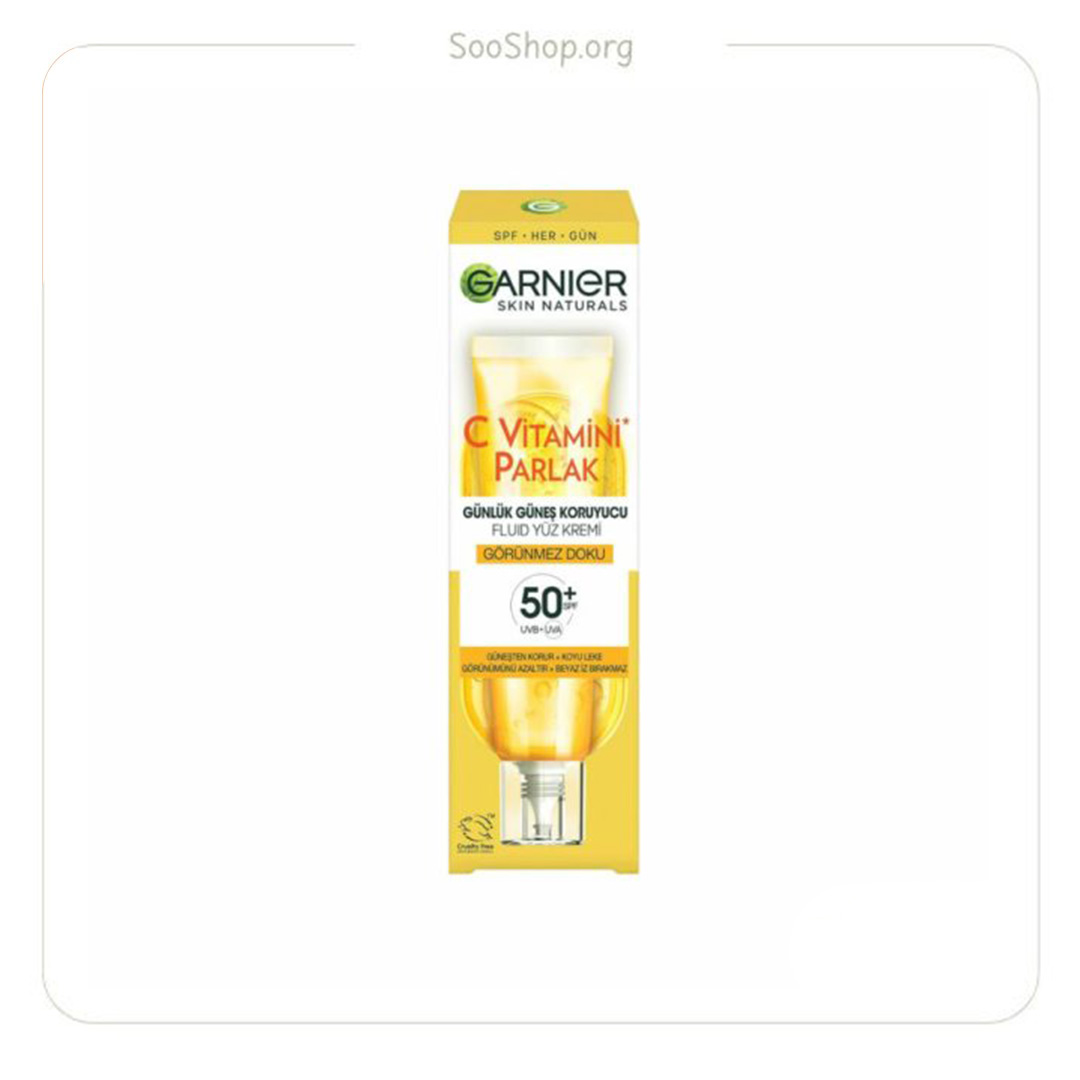 فلوئید ضد آفتاب گارنیر +SPF50 بی رنگ حاوی ویتامین C حجم ۴۰ میل
